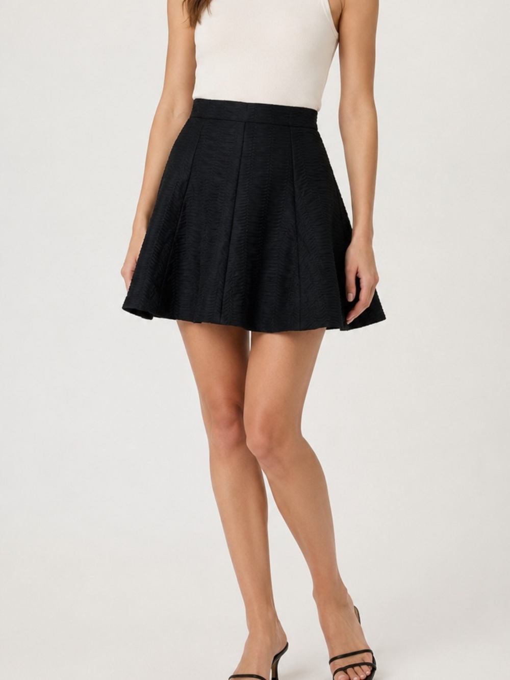 Rag & Bone Black Textured Fit Flare Mini Skirt Silk Lined Size 6